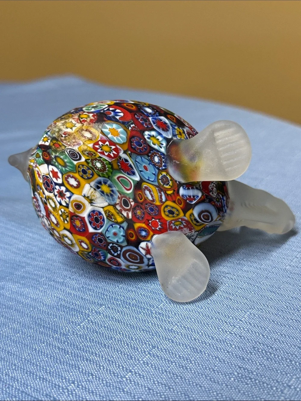 Millefiori Glass Turtle Figurine Murano 4.75” long